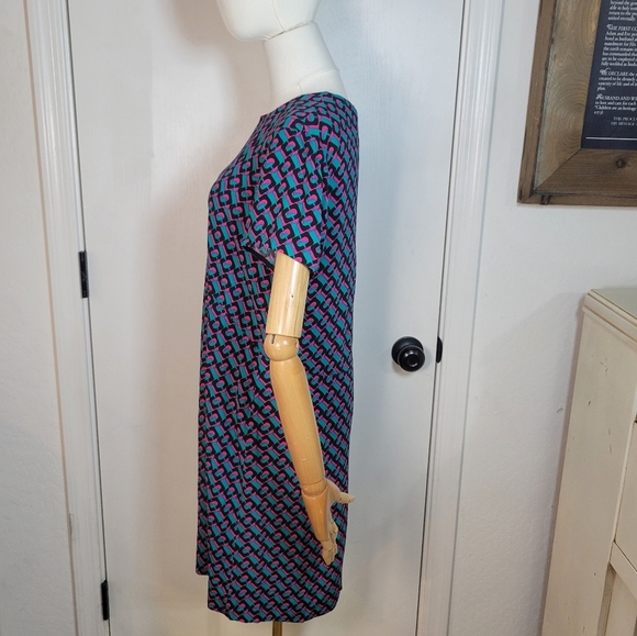 Diane Von Furstenberg Carlotta T-Shirt Dress Soft Abstract Print Midi Size M - Picture 12 of 12